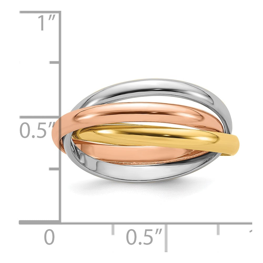 14k Tri-Color Gold Rolling Ring for Men, Size 10 - Image 4