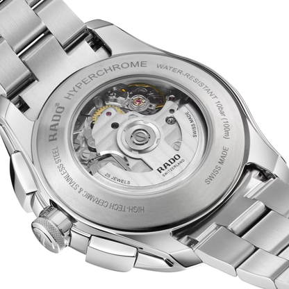 Rado HyperChrome Silver Stainless Steel Automatic Chronograph Watch 44 mm