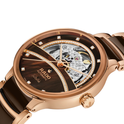 Rado Centrix Diamond Open Heart Brown Automatic Watch 35 mm