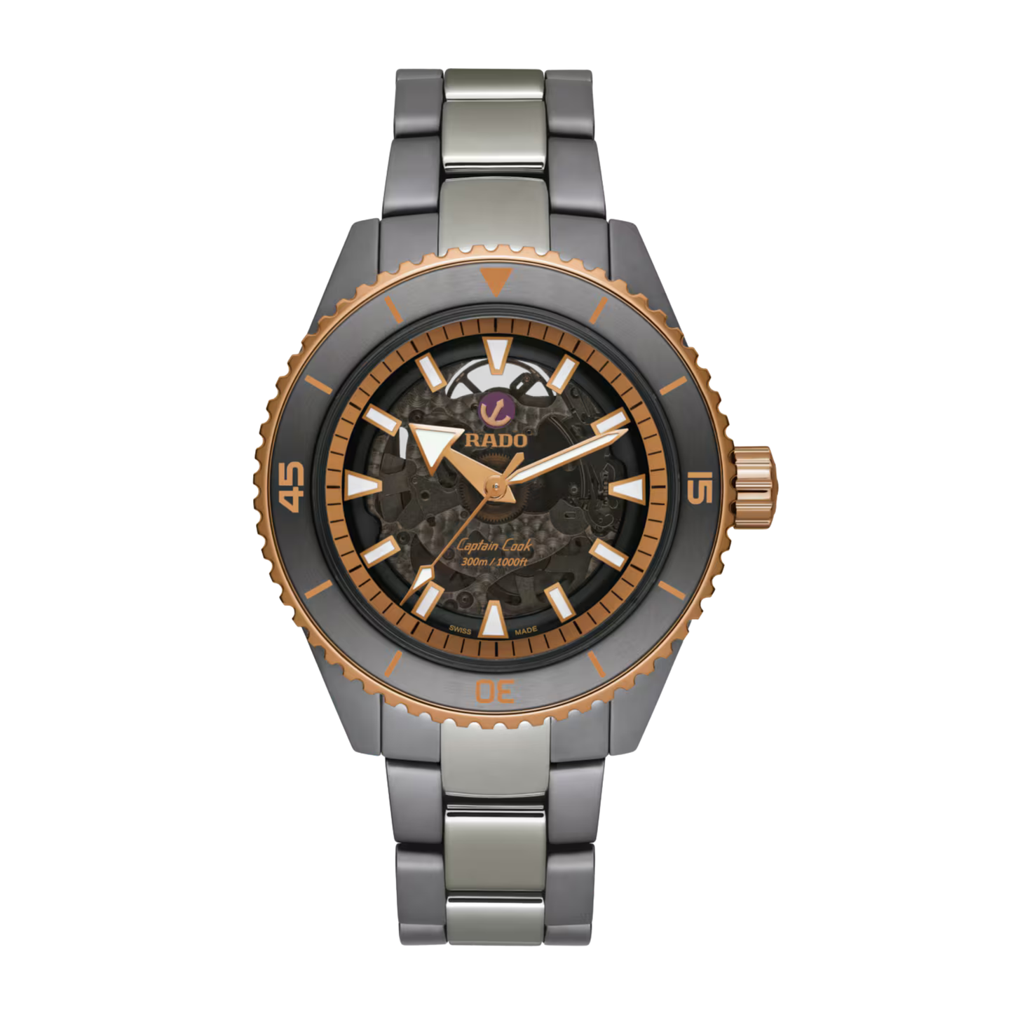 Rado Captain Cook Black Skeleton Ceramic Titanium Automatic Watch 43 mm