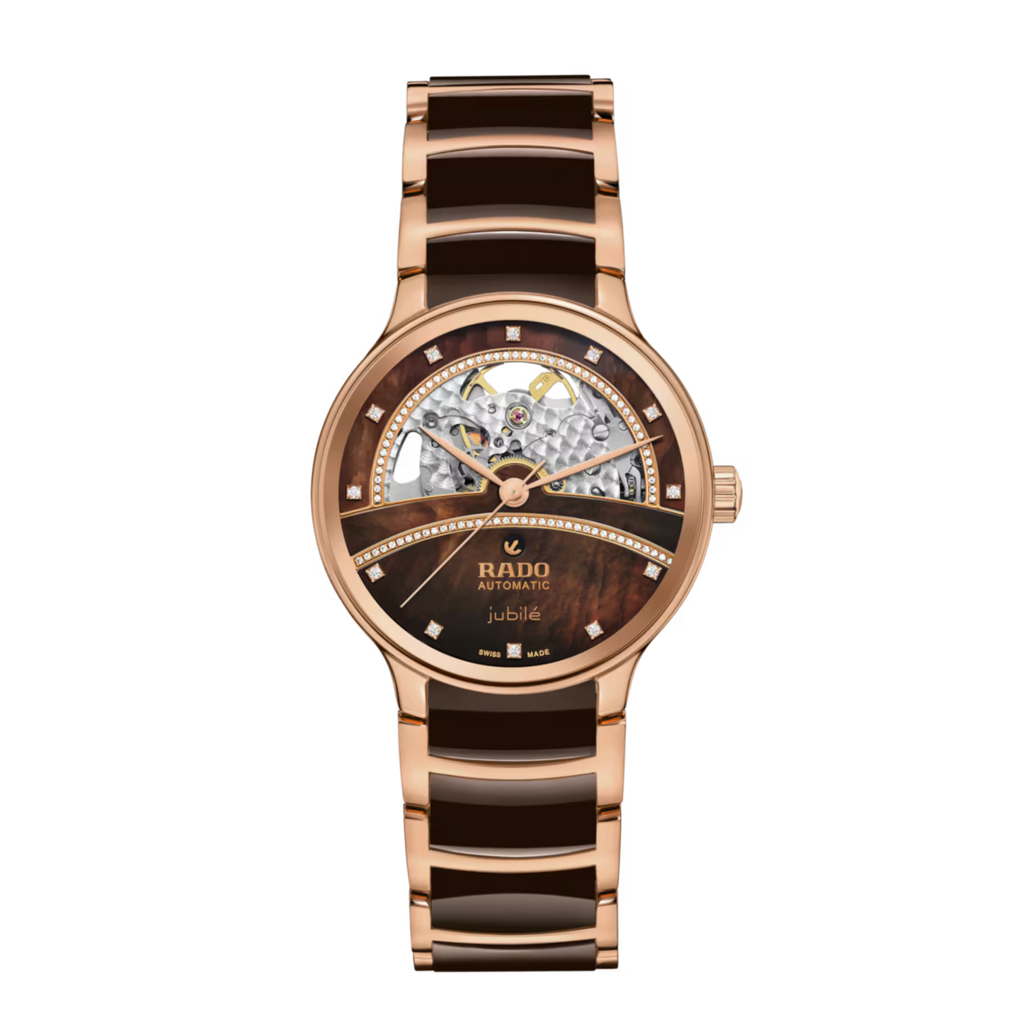 Rado Centrix Diamond Open Heart Brown Automatic Watch 35 mm