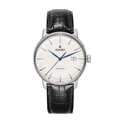 Rado Coupole Classic Black Leather White Dial Watch 41 mm