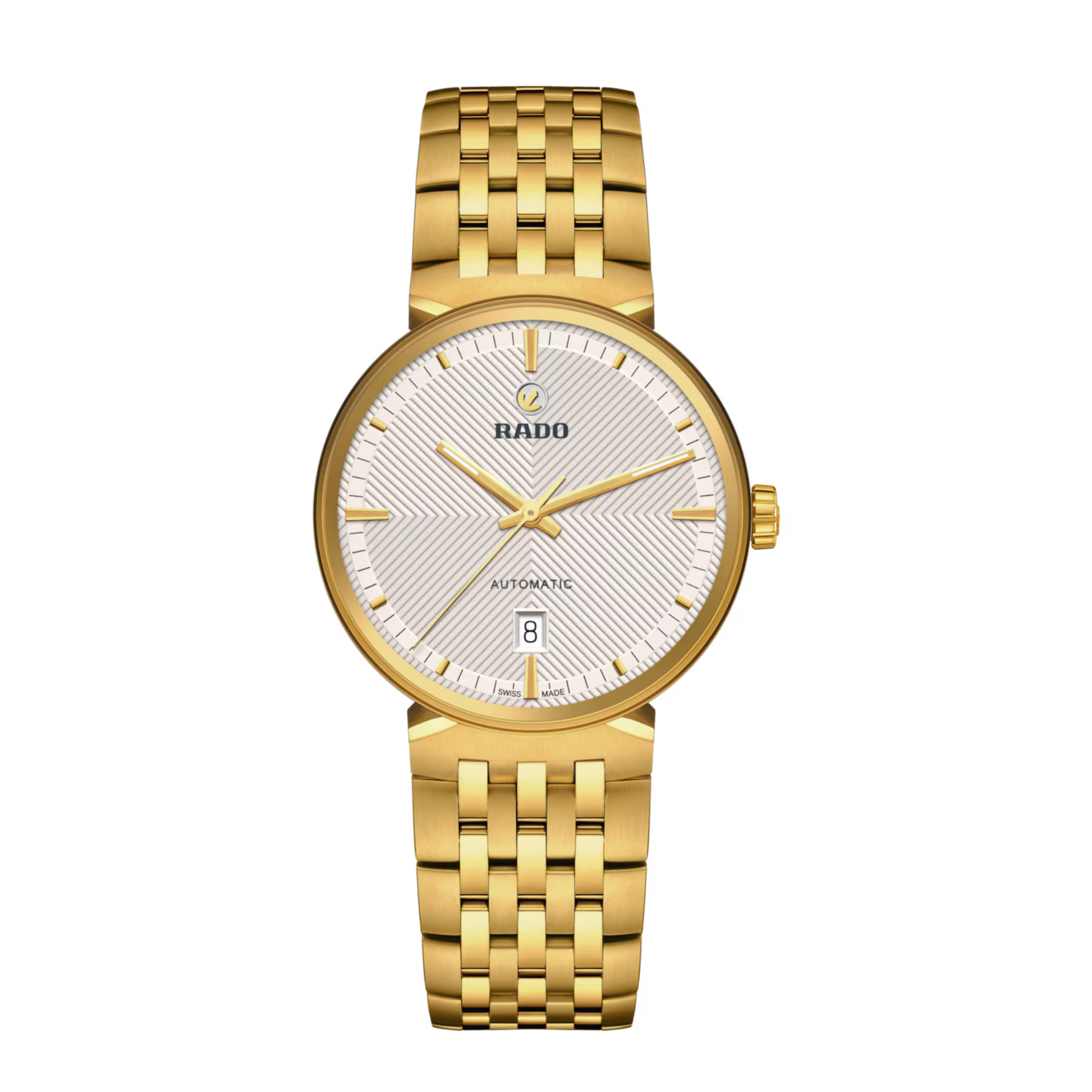 Rado Florence Gold-Tone Guilloche White Dial Automatic 39mm – Marc Rado Florence Gold-Tone Guilloche White Dial Automatic 39mm – Marc