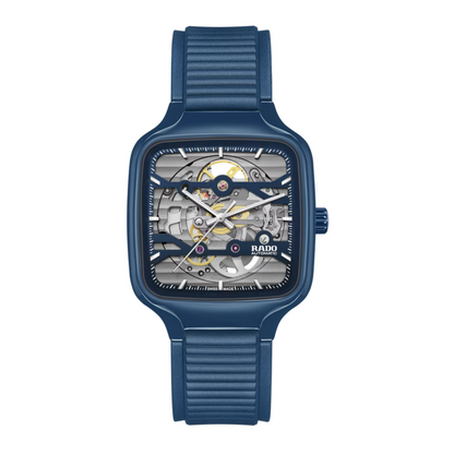 Rado True Square Skeleton Blue Ceramic Automatic Watch 38 mm