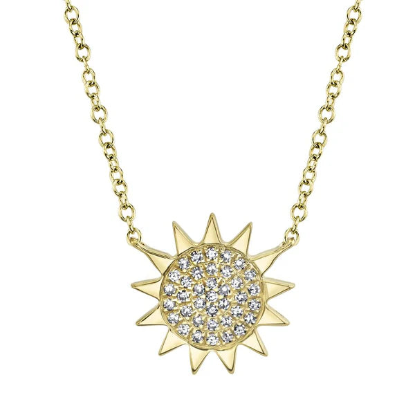 Shy Creation 14K Yellow Gold Diamond Open Link Pendant 0.08 ct. 18 Inches