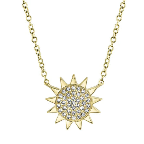 Shy Creation 14K Yellow Gold Diamond Open Link Pendant 0.08 ct. 18 Inches