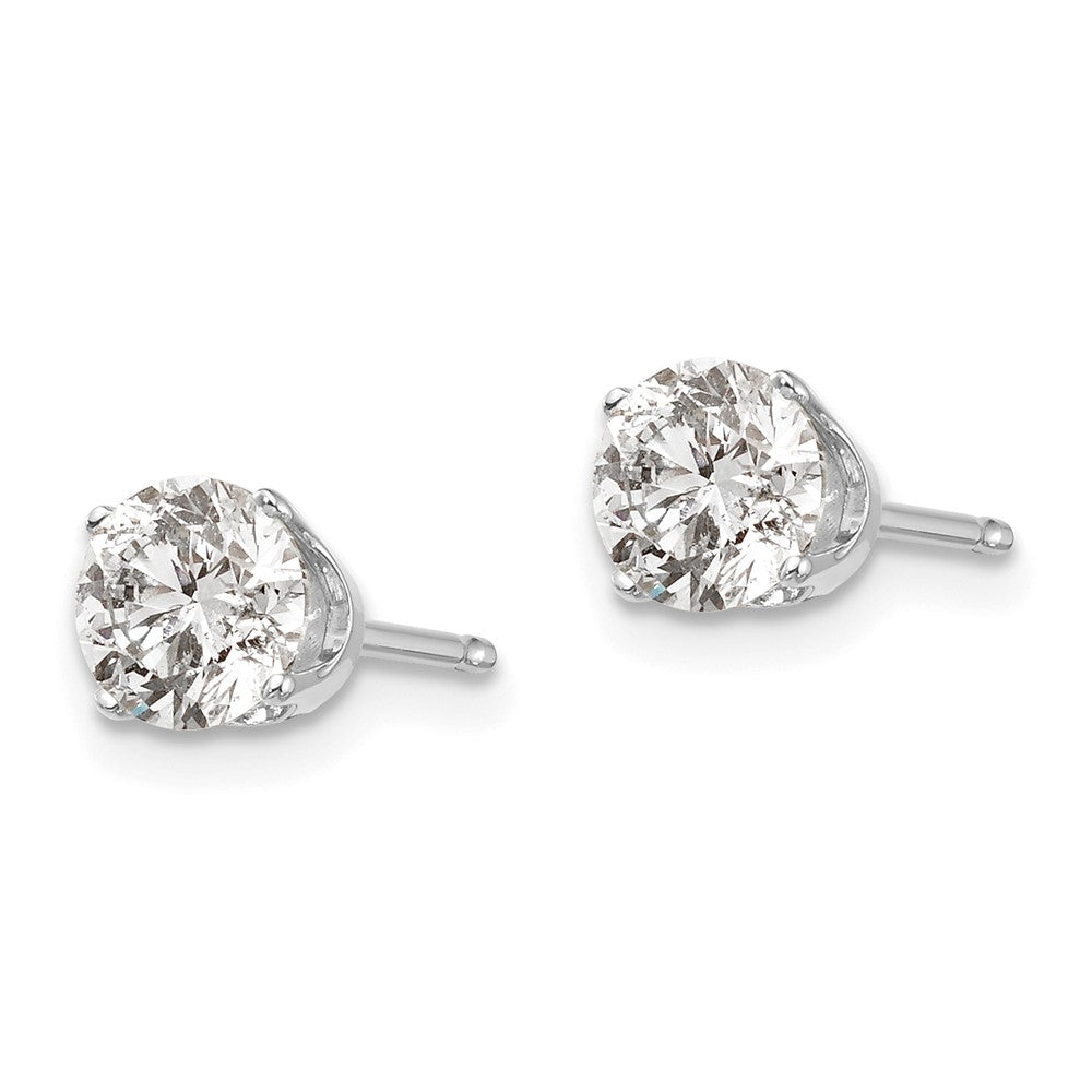 14kw 1.00ct I1 J-K Diamond Stud Push-on Post Earrings - View 2