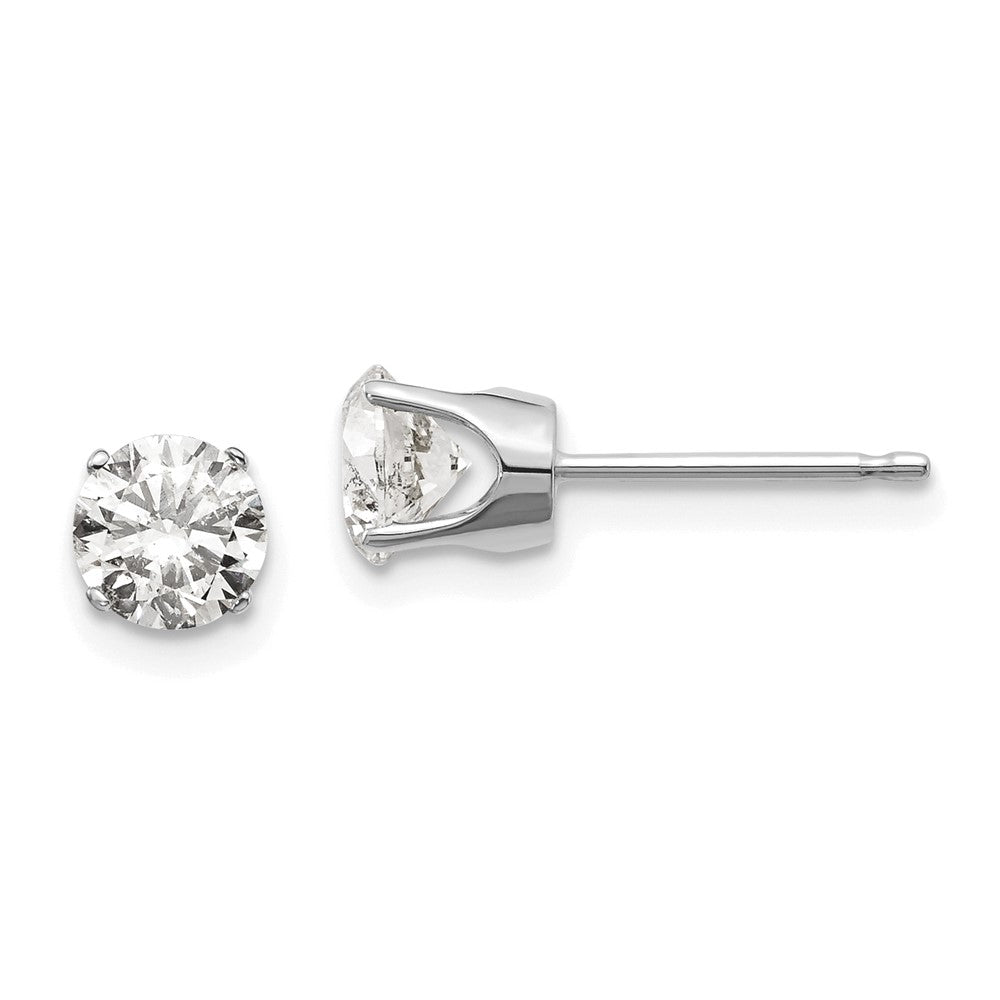 14K White Gold Diamond Stud Earrings with I2 K-L Clarity - Image 1