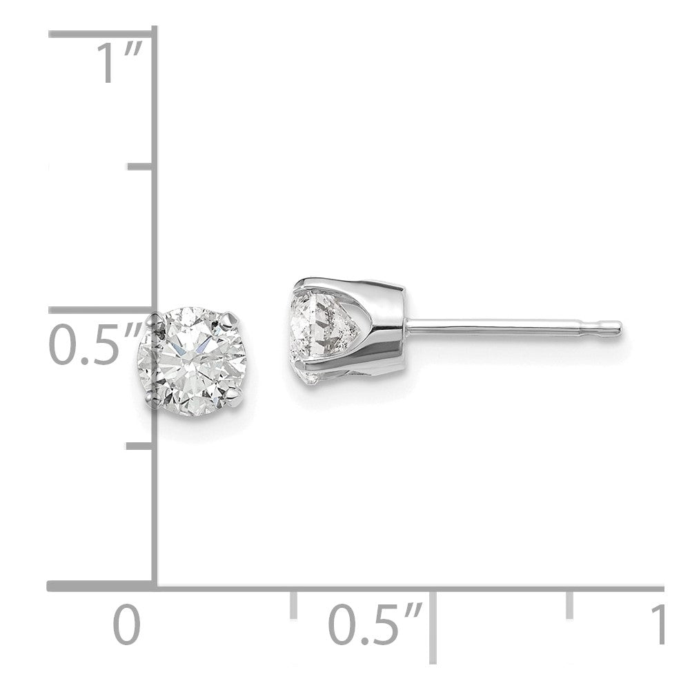14K White Gold Diamond Stud Earrings, 0.95 Carat, I1 J-K Color - Image 4