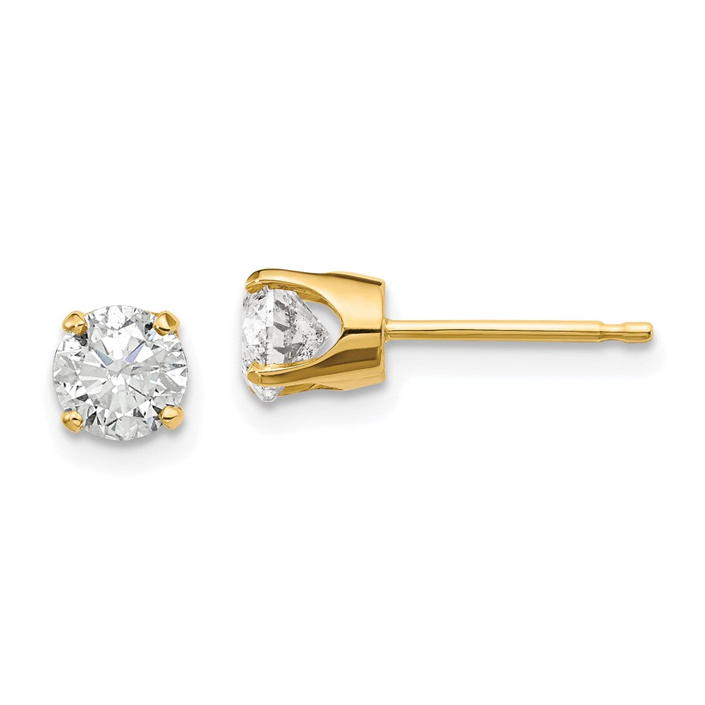 14K Yellow Gold Diamond Stud Earrings with K-L Clarity, 0.95 Carats - Image 1