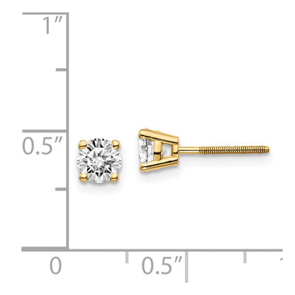 14K Yellow Gold Diamond Stud Earrings with Thread-On/Off Post - Image 4