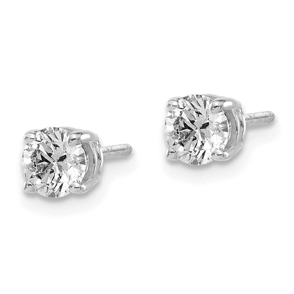 14K White Gold Diamond Stud Earrings with Thread-On/Off Post Closure - Image 2