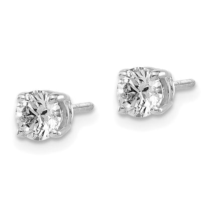 14K White Gold Diamond Stud Earrings with Thread-On/Off Post Closure - Image 2