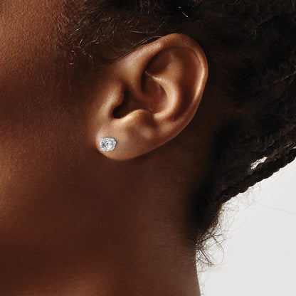 14K White Gold Diamond Stud Earrings with Thread-On/Off Post Closure - Image 3