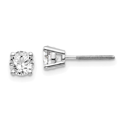 14K White Gold Diamond Stud Earrings with Thread-On/Off Post Closure - Image 1