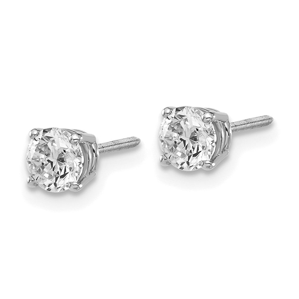 14k White Gold Diamond Stud Earrings with Threaded Post Closure - Image 2