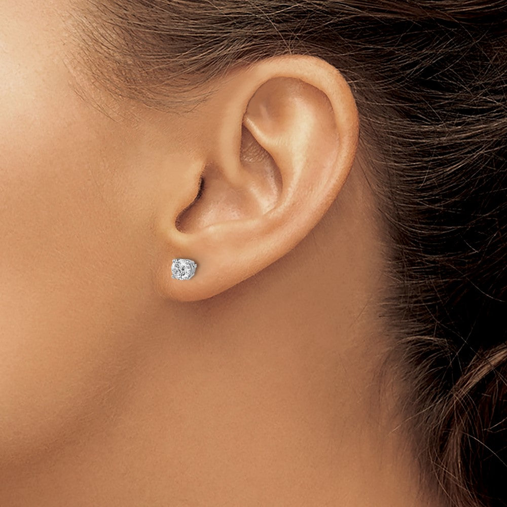 14k White Gold Diamond Stud Earrings with Threaded Post Closure - Image 3