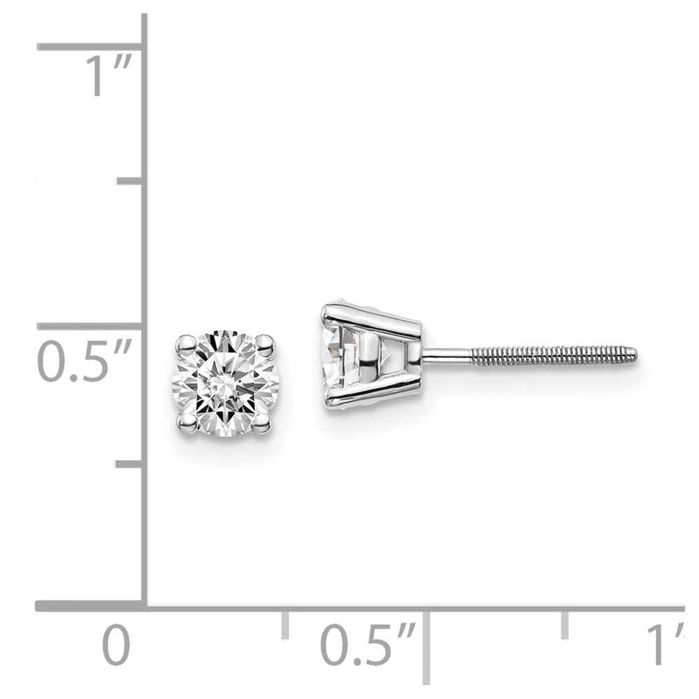 14k White Gold Diamond Stud Earrings with Threaded Post Closure - Image 4