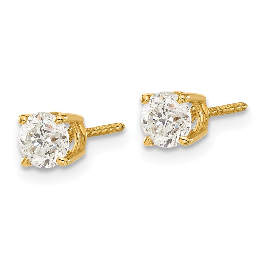 14K Yellow Gold Diamond Stud Earrings with Thread-On/Off Posts - Image 2