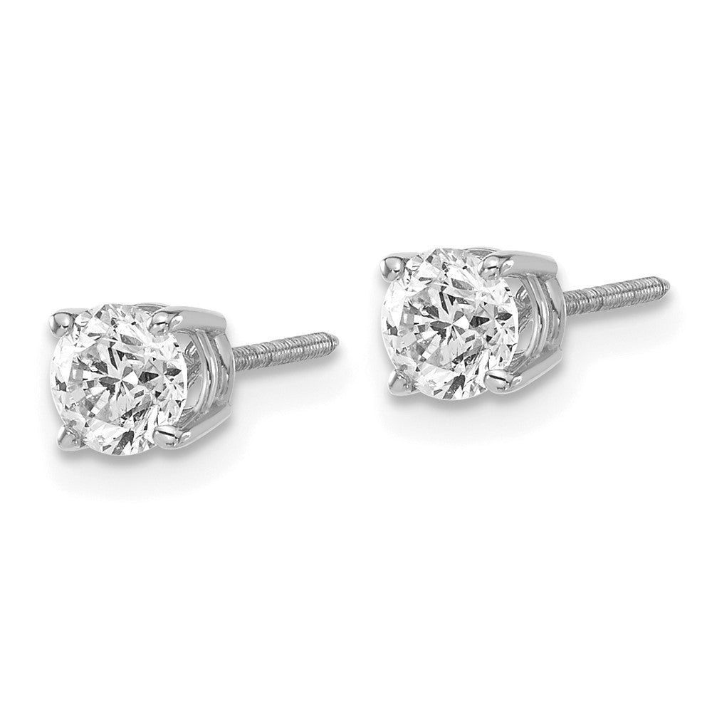 14K White Gold Diamond Stud Earrings with Thread Post Closure - Image 2