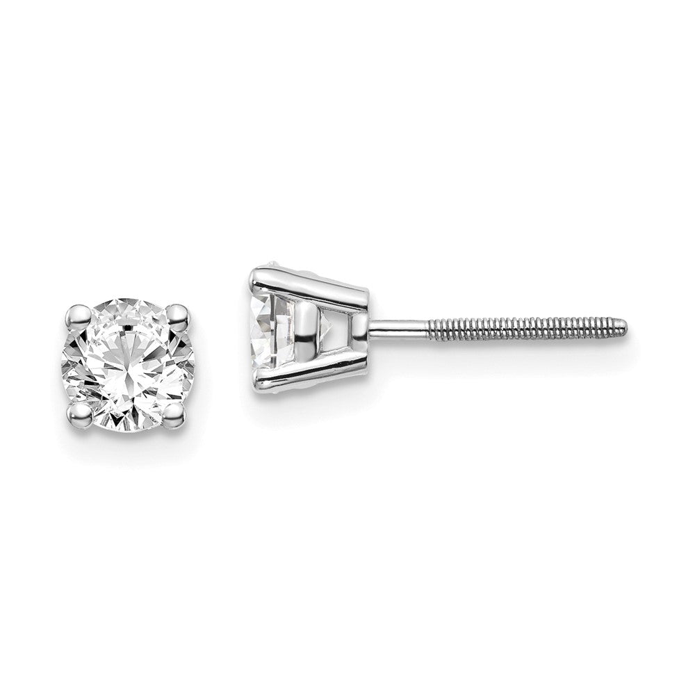 14K White Gold Diamond Stud Earrings with Thread Post Closure - Image 1