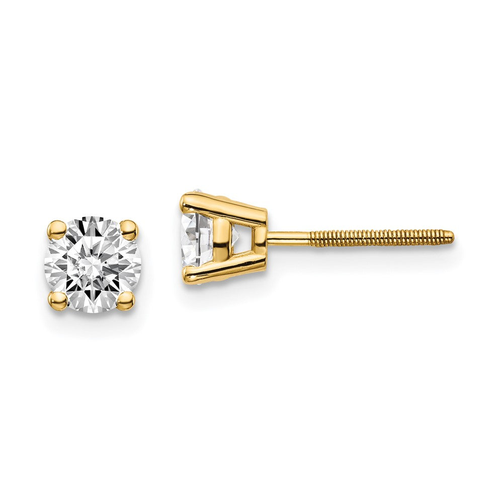 14K Yellow Gold Diamond Stud Earrings with Thread-On/Off Posts - Image 1