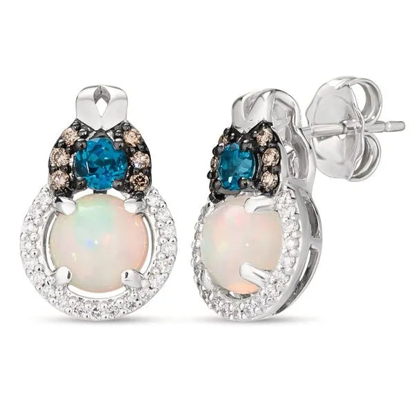 Le Vian Earrings featuring Blue Topaz, Chocolate Diamonds. These earrings offer total weight 0.88 ctw.