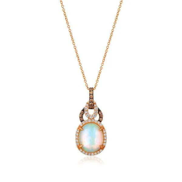 Le Vian Necklace (18 inches, adjustable) in Rose Gold featuring Chocolate Diamonds, Opal.