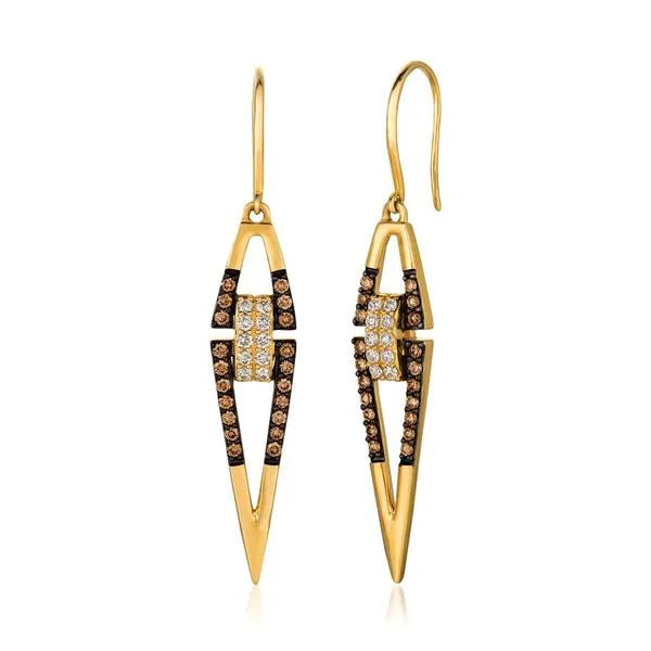 Le Vian Earrings in 14K Honey Gold featuring Chocolate Diamonds. These earrings offer total weight 0.38 ctw.