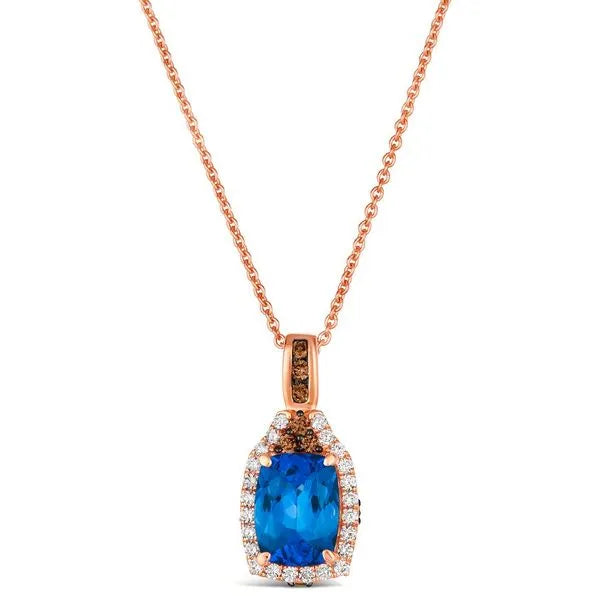 Le Vian Necklace (18 inches, adjustable) in Rose Gold featuring Chocolate Diamonds, Tanzanite.