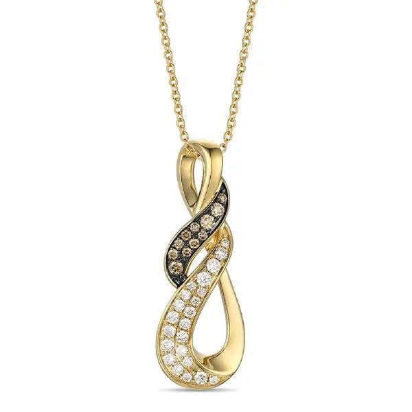 Le Vian Necklace (18 inches, adjustable) in Yellow Gold featuring Chocolate Diamonds, Nude Diamonds.