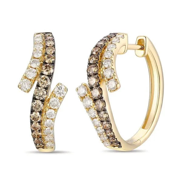 Le Vian Earrings in 14K Honey Gold featuring Chocolate Diamonds, Nude Diamonds. These earrings offer total weight 0.62 ctw.