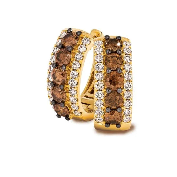 Le Vian Earrings in 14K Honey Gold featuring Chocolate Diamonds, Nude Diamonds. These earrings offer total weight 1.75 ctw.