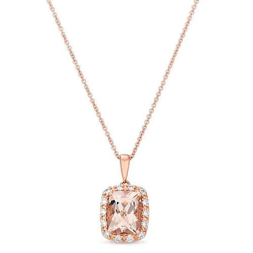 Le Vian Strawberry Gold Peach Morganite, Nude & Chocolate Diamond Pendant 1.9 ct 18 Inches