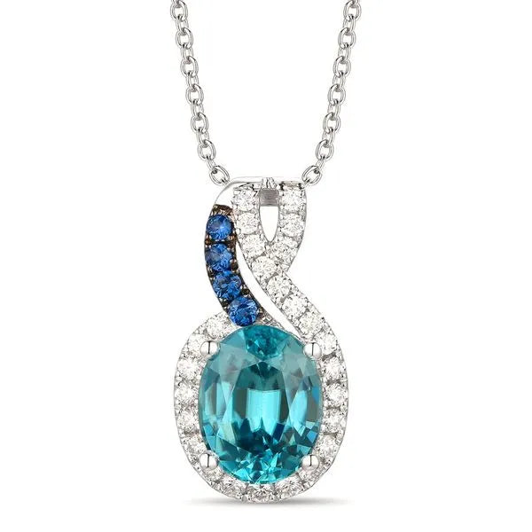 Le Vian Necklace (18 inches, adjustable) in White Gold featuring Blue Sapphire, Chocolate Diamonds, Sapphire.