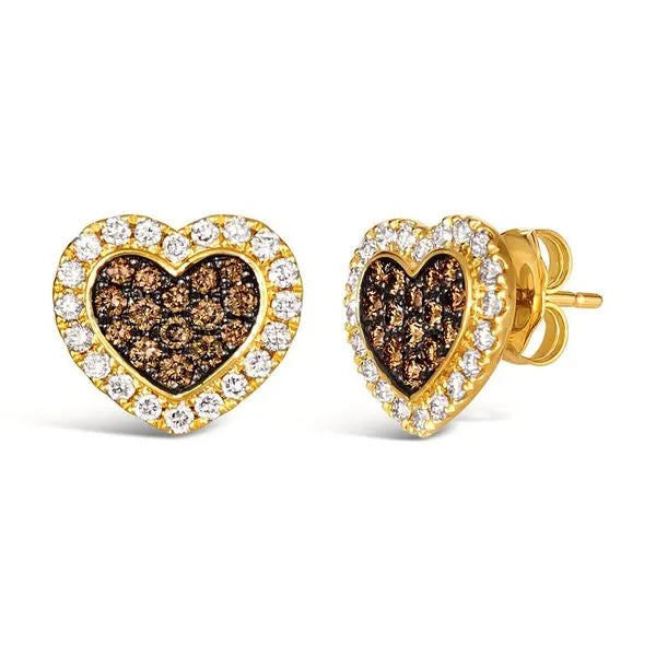 Le Vian Earrings in 14K Honey Gold with Radiant Chocolate Diamonds, Nude Diamonds. These earrings offer total weight 0.33 ctw.
