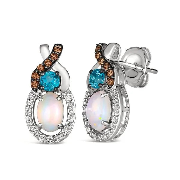 Le Vian Earrings featuring Blue Topaz, Chocolate Diamonds. These earrings offer total weight 0.38 ctw.