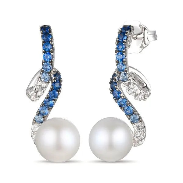 Le Vian Earrings featuring Pearl, Sapphire. These earrings offer total weight 0.38 ctw.
