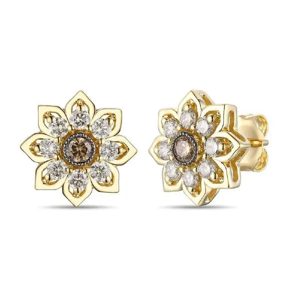 Le Vian Earrings in 14K Honey Gold featuring Chocolate Diamonds, Nude Diamonds. These earrings offer total weight 0.10 ctw.