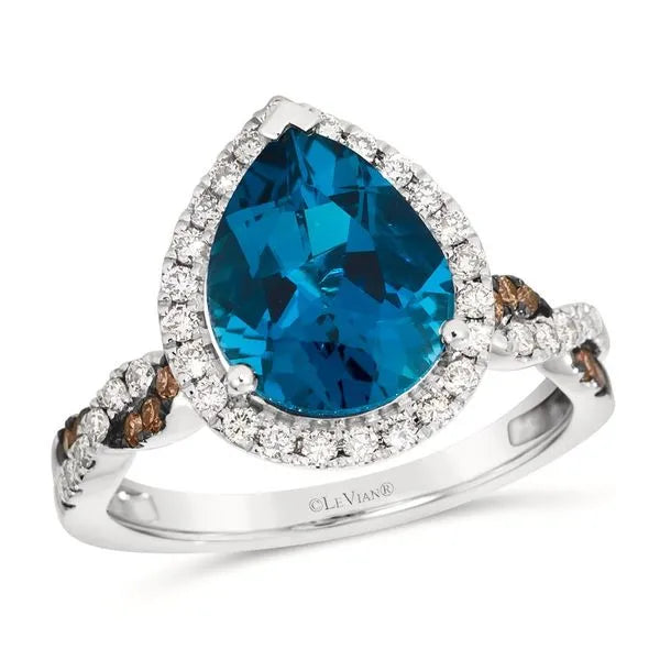 Le Vian Necklace in White Gold featuring Blue Topaz, Chocolate Diamonds, Nude Diamonds.