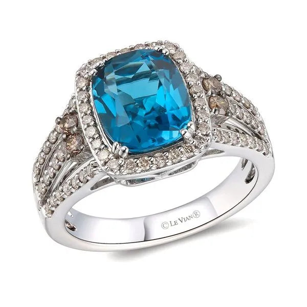 Le Vian Necklace in White Gold featuring Blue Topaz, Chocolate Diamonds, Nude Diamonds.