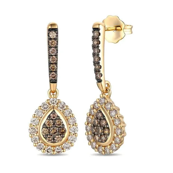 Le Vian Earrings in 14K Honey Gold featuring Chocolate Diamonds, Nude Diamonds. These earrings offer total weight 0.38 ctw.