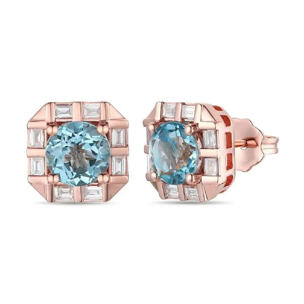Le Vian Earrings featuring Blue Topaz, Diamonds. These earrings offer total weight 1.50 ctw.