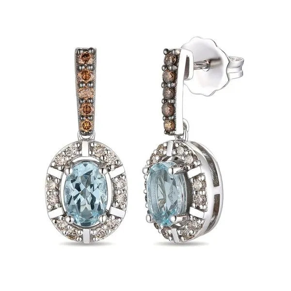 Le Vian Earrings with Radiant Aquamarine, Chocolate Diamonds, Nude Diamonds.
