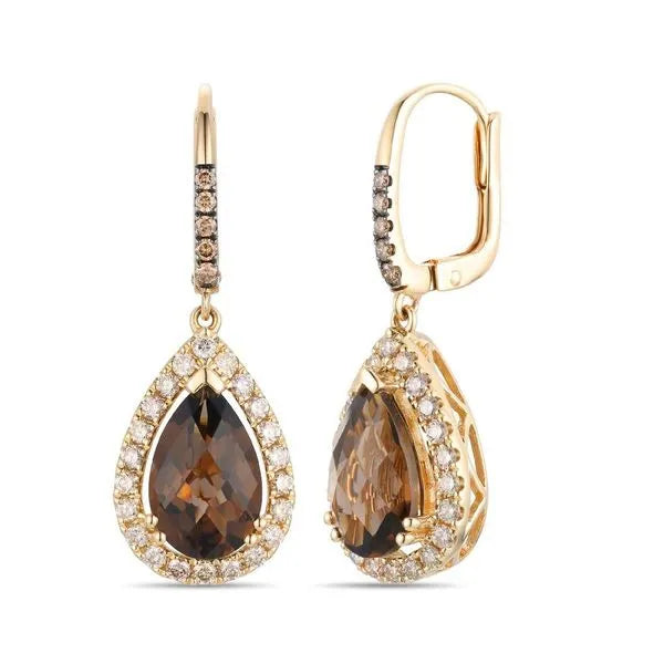 Le Vian Earrings in 14K Honey Gold featuring Chocolate Diamonds, Nude Diamonds. These earrings offer total weight 7.00 ctw.
