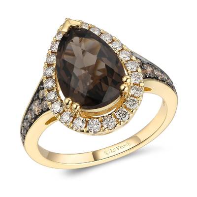 LeVian 14K honey gold ring chocolate quartz chocolate diamond nude diamond TSMS 26