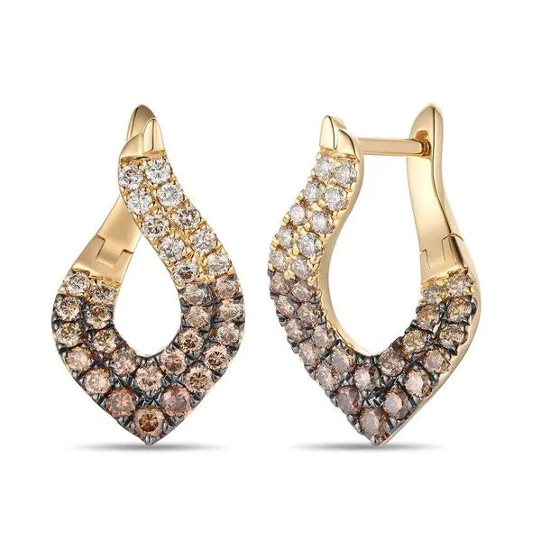 Le Vian Earrings in 14K Honey Gold featuring Diamonds. These earrings offer total weight 1.25 ctw.