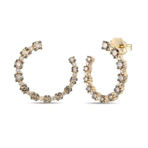 Le Vian Earrings in 14K Honey Gold featuring Chocolate Diamonds, Nude Diamonds. These earrings offer total weight 0.75 ctw.