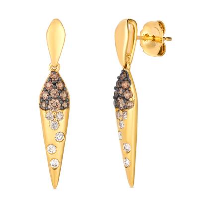 LeVian 14K honey gold ombre earrings chocolate ombre diamond TTIZ 3