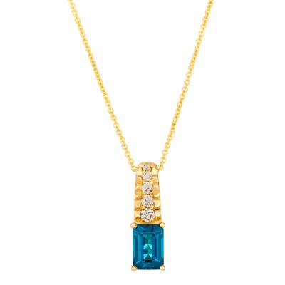 Le Vian 14K Honey Gold Deep Sea Blue Topaz & Nude Diamond Pendant 1 ct